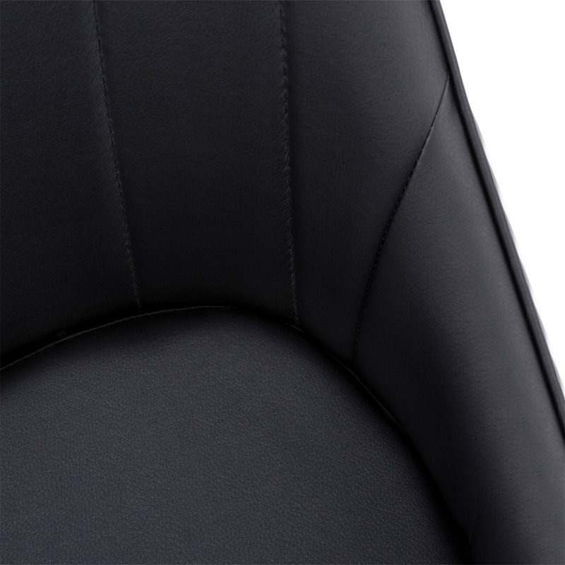 Black Faux Leather Upholstered Dining Chair with Silver Metal Legs, Set of 2