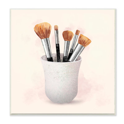 " Makeup Brush Cup Neutral Pink Grey Fashion Painting "