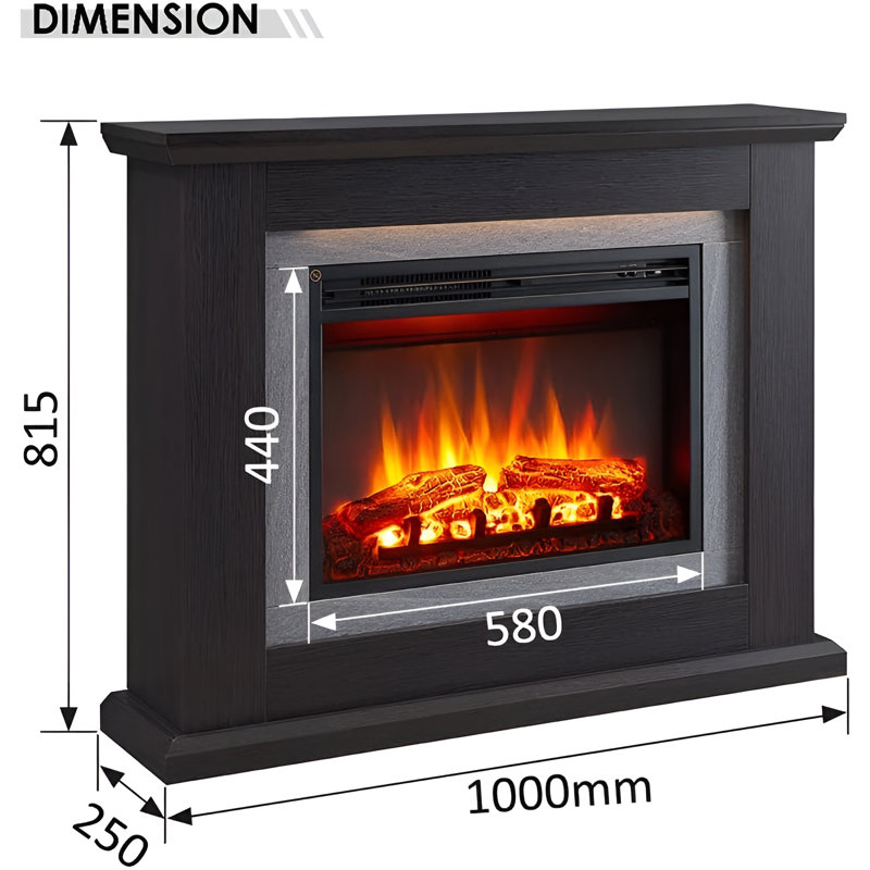 FLAMME Evora Electric Fireplace with surround 2kW Fireplace Heater White Multiple Colours Available, Espresso Oak