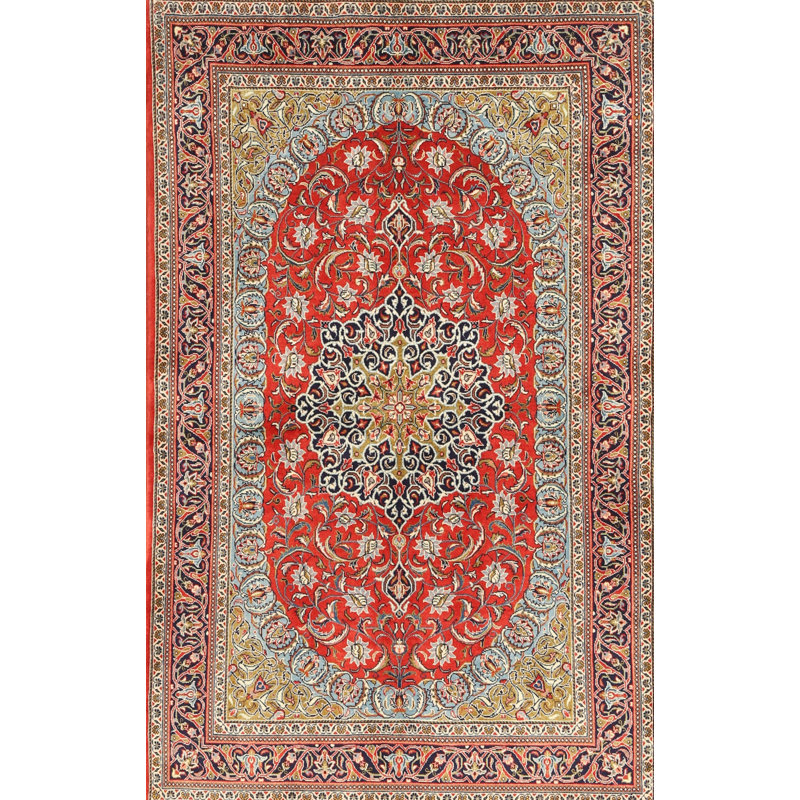 Tapis oriental en laine rouge / beige, Rectangle 7 pi x 9 pi