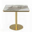 Table bistro carrée moderne avec plateau en faux marbre, assemblage facile, structure en métal robuste, parfaite pour les petits espaces-1868015821