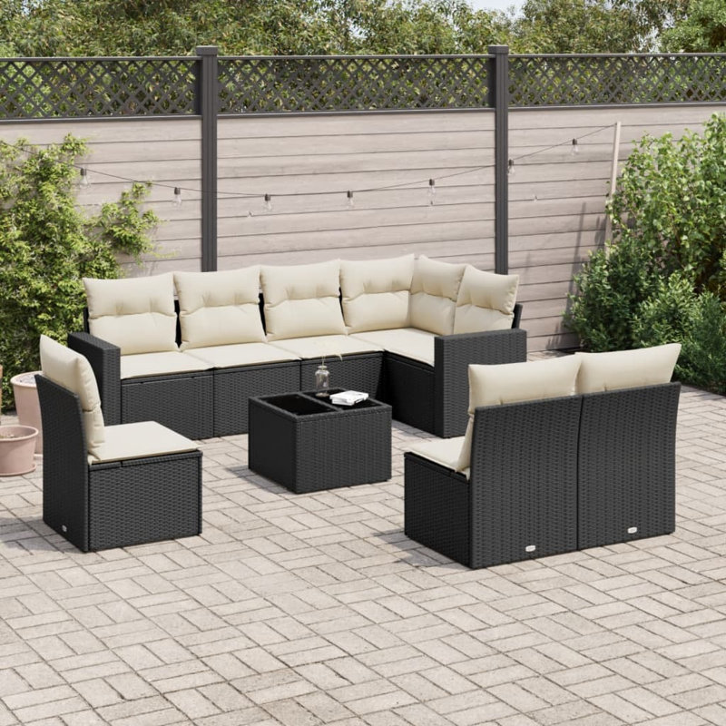 Ensemble de canapé de jardin Vidaxl noir, blanc crème