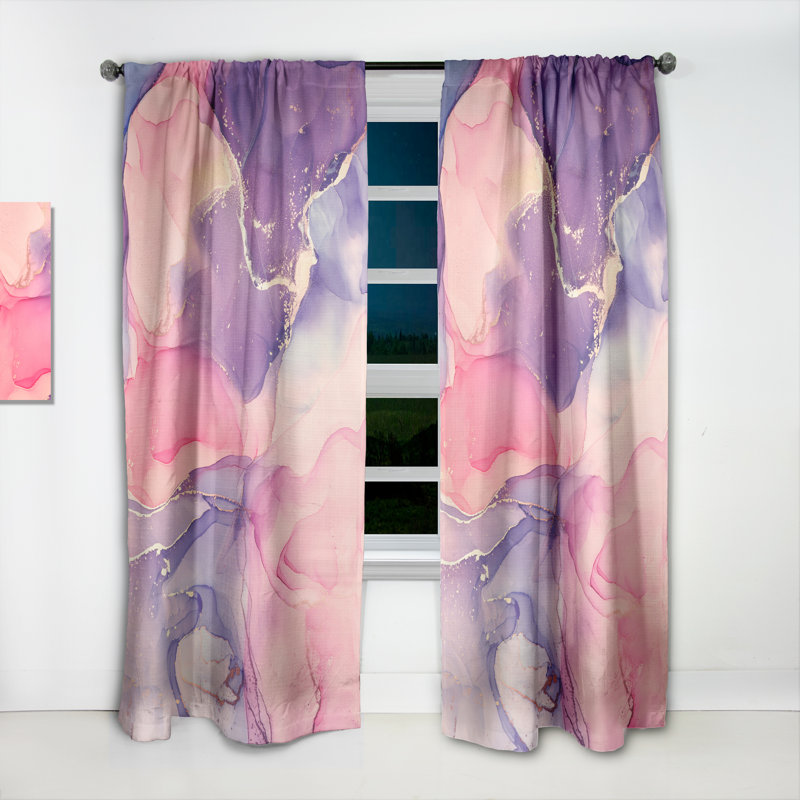 Rose et or fuchia liquide Art VI - Rideau moderne - Velours obscurcissant - 1 panneau, L 52 po x L 120 po