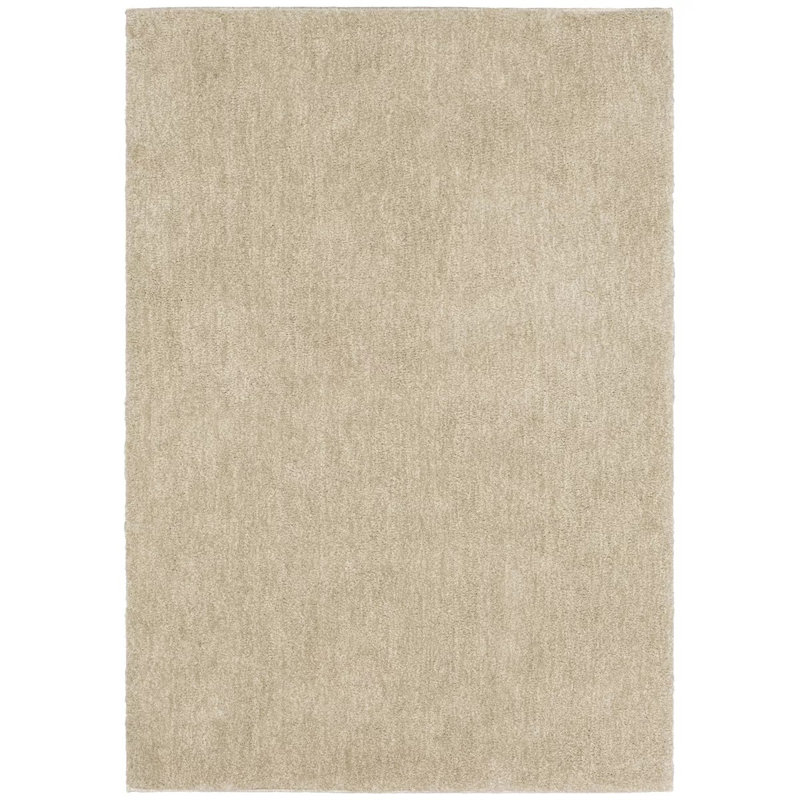 Tapis beige uni en polypropylène tissé à la machine, Rectangle 4 pi x 6 pi