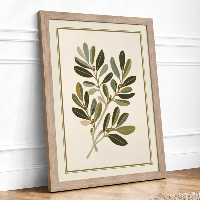 Single Stem in Green Botanical - Framed Print, A1 - 84.1 x 59.4 cm, Oak