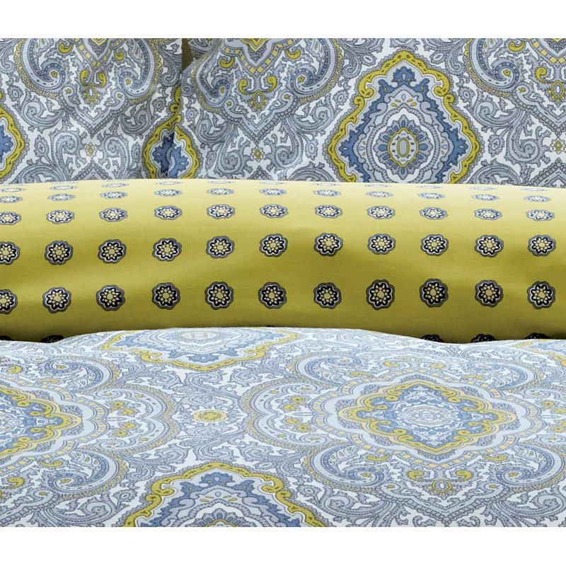 Ensemble de housse de couette réversible moderne et contemporain Milan, Housse de couette très grand + 2 taies, Jaune