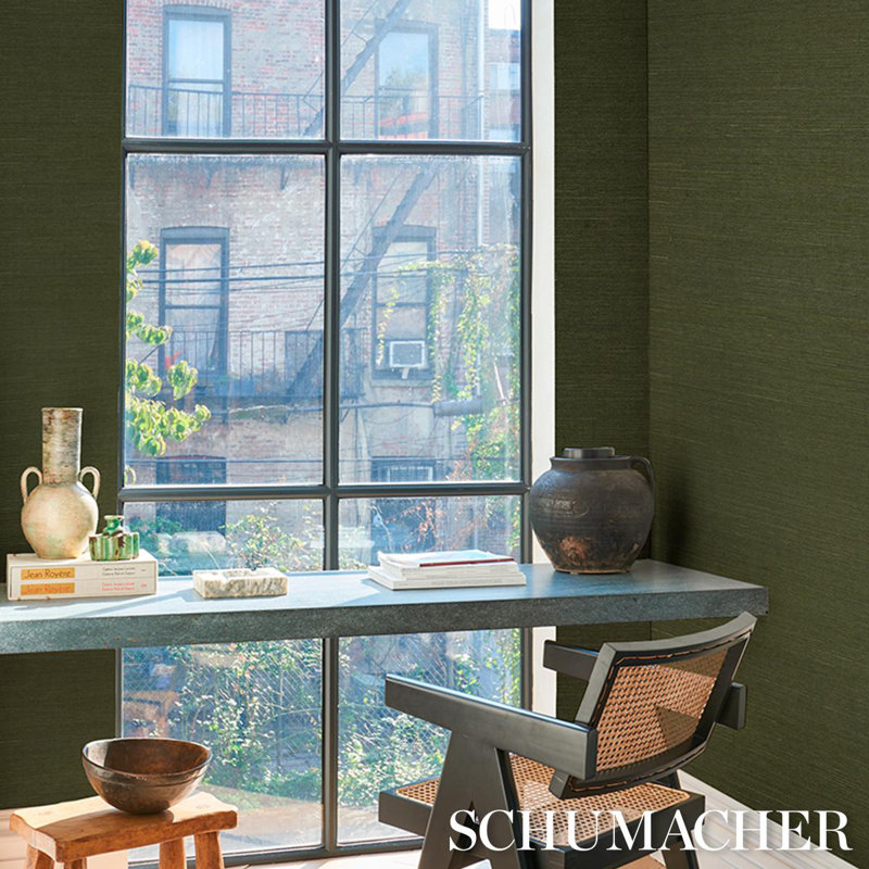 Schumacher X Backdrop Haruki Sisal Wallpaper, Green