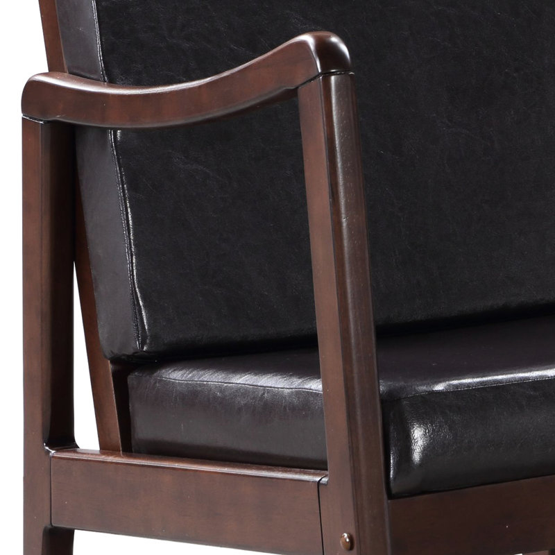 Chaise berçante élégante en similicuir brun foncé
