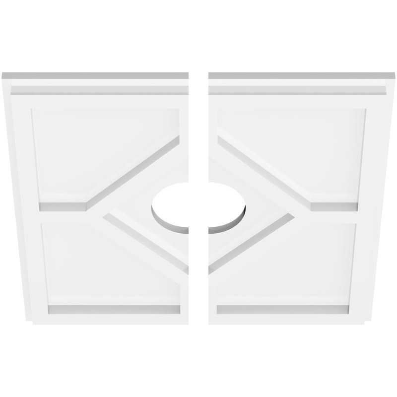 14"OD x 3"ID x 4 3/4"C x 1"P Embry Architectural Grade PVC Contemporary Ceiling Medallion, Two Piece, 1" H x 14" W x 14" D