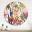 Art mural tropical en métal, décoration murale cercle floral rétro - fleurs rétro tropicales III-59007207