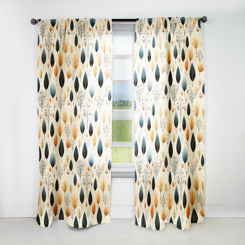 Modern Leaf Patterns II - Plants Curtain Panels, 52" W x 108" L