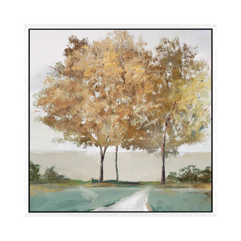 Golden Forest Shimmer by Isabelle Z - Painting on Canvas, 66.04 cm H x 66.04 cm W, White Framed