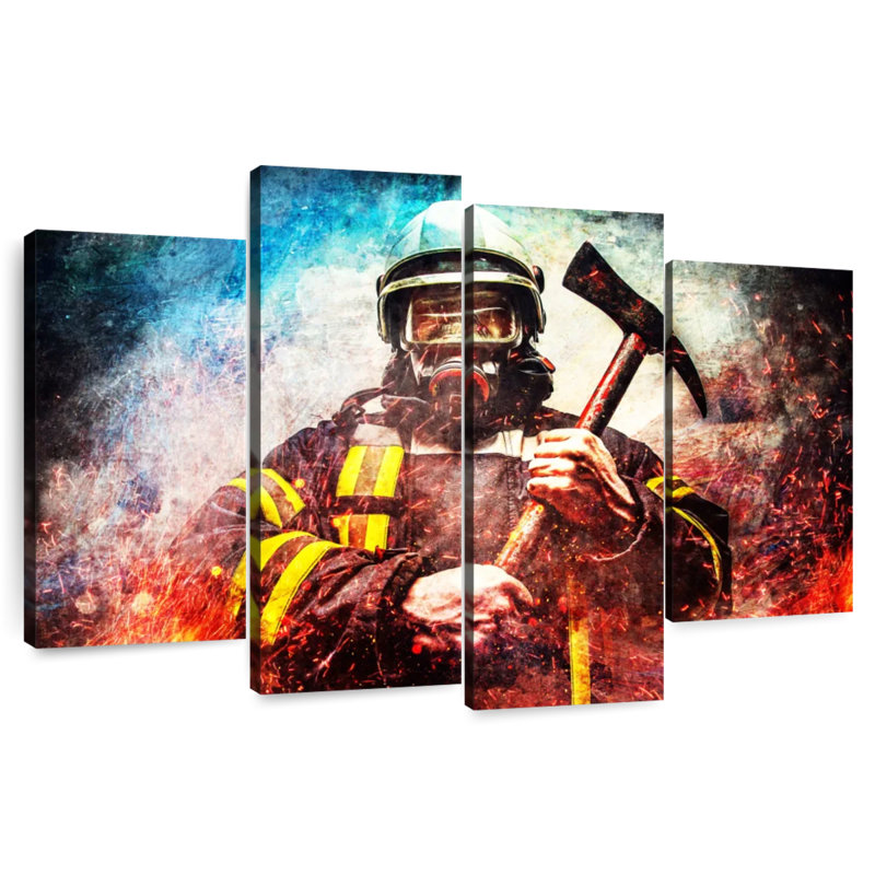 Lelar Masked Firefighter, 48'' H x 75'' W