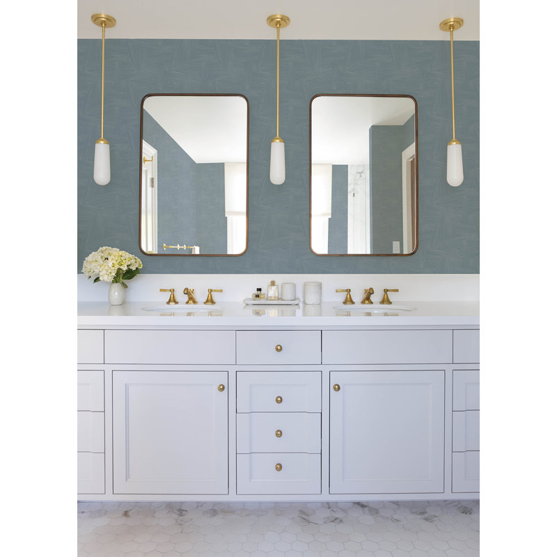 Reid Black Woven Geometric Wallpaper, Sky Blue