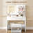 Dressing Table With LED Light, 2 Sockets And 2 USB Ports Dressing Table With 2 Drawers And 4 Open Shelves