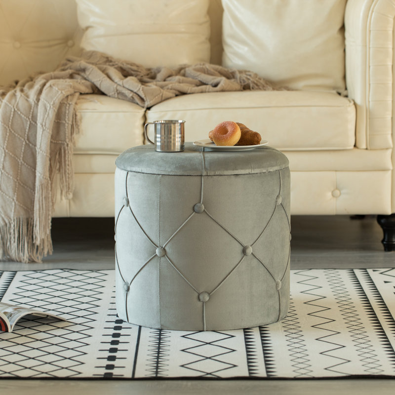 Hanes Velvet Ottoman, Gray Velvet