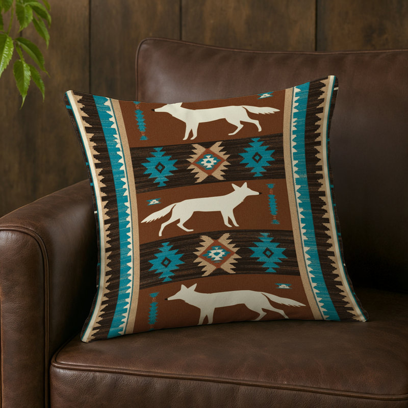 Coussin intérieur et extérieur Bull Rider, Carré 18 po, Coyote noir V2