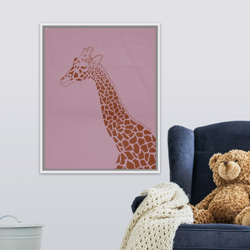 « giraffe i kids », art encadré, H 30 po x l 24 po x P 1,2 po, Cadre pour toile flottant blanc