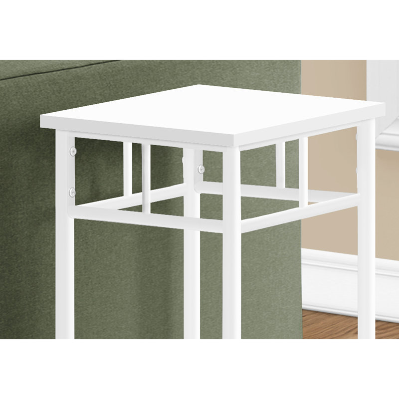 2 White Laminate Accent Table For Living Room Use Modern Square With Storage Home Decor