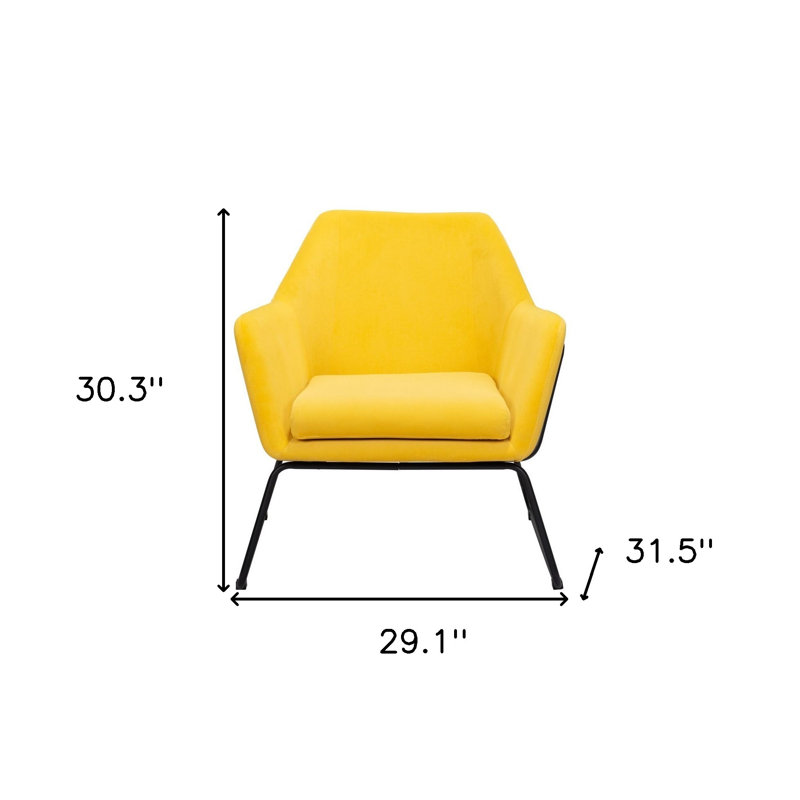 Fauteuil 29 po en velours jaune et noir