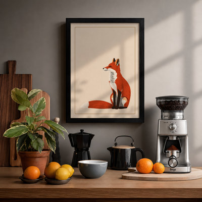 Seated Fox Minimalist - Framed Print