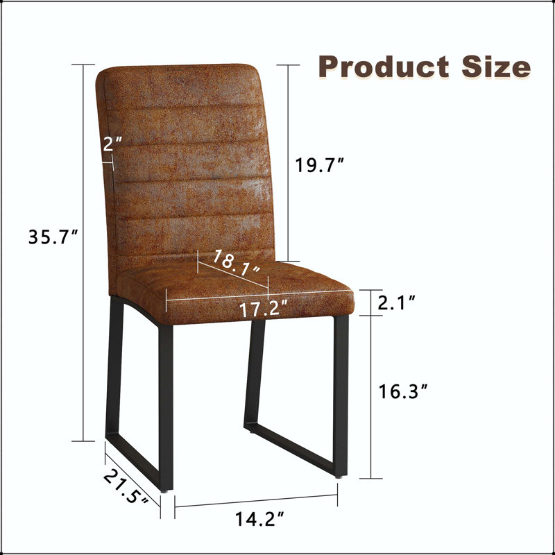 Chaise de bureau / salle à manger en polyuréthane robuste - coussin épais de 2,1 po - ensemble de 4, Brown, 4, Brown, Black