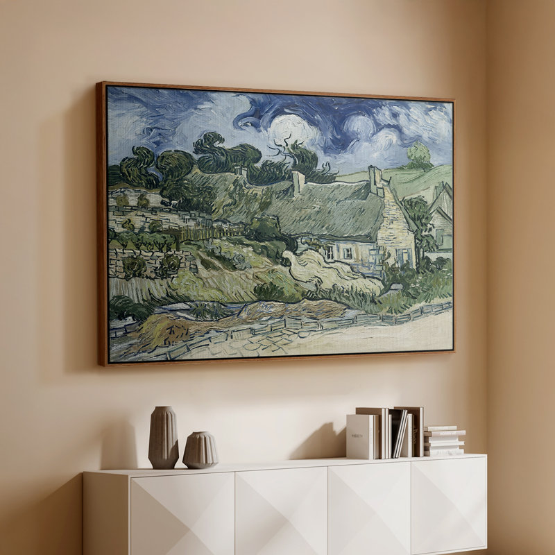 Chaumières à Cordeville, 1890 - Vincent van Gogh, toile tendue avec châssis, 26 x 40, Noyer