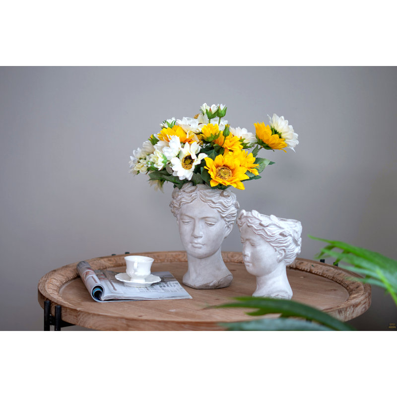 Petit vase mural en ciment 6,7 x 5,5 x 8,7 po Visage