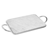 Masini Rectangular Marble and Silver Cheese Board