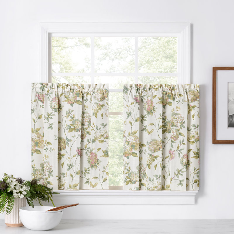 Erie Cotton Blend Floral Tailored Cafe Curtain, Multi, 36" H x 56" W 