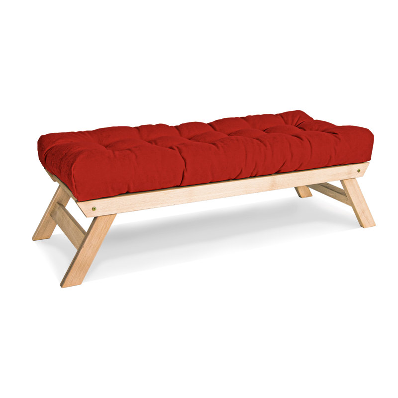 Donner Polyester Upholstered Bench, Red/Walnut