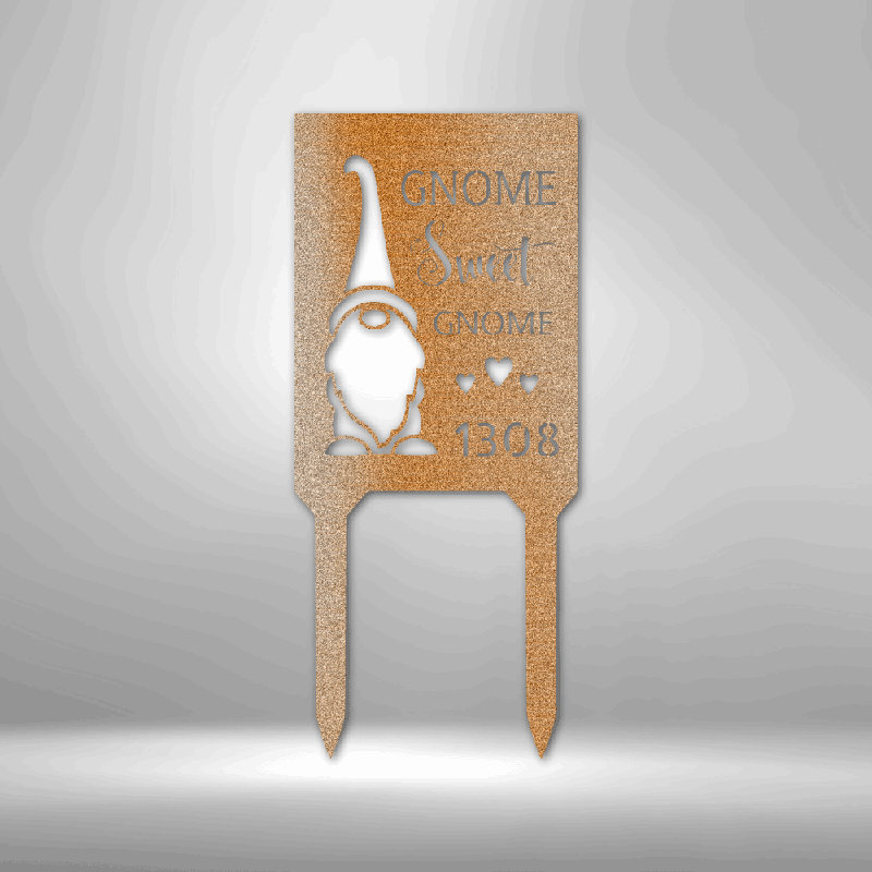 Plaque murale décorative en acier personnalisée Gnome Home, Cuivre, Yes