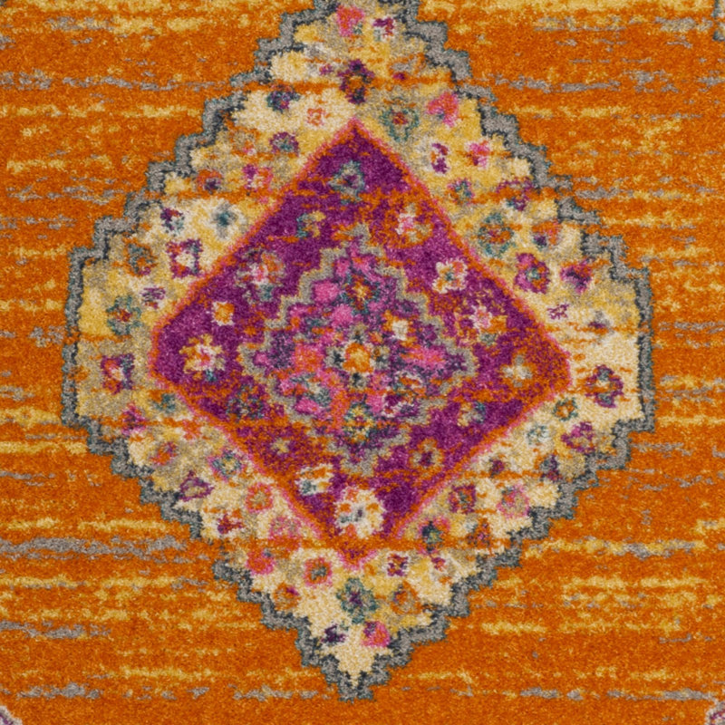 Christa Southwestern Orange/Fuchsia Area Rug, Round 6'7"
