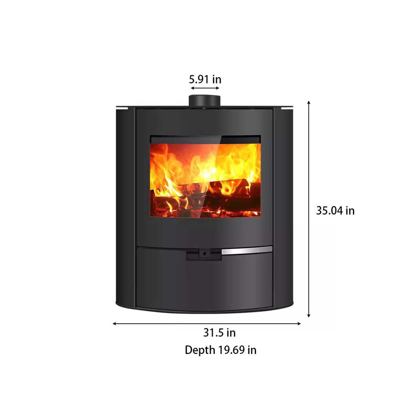 Oval domestic metal wood-burning fireplace