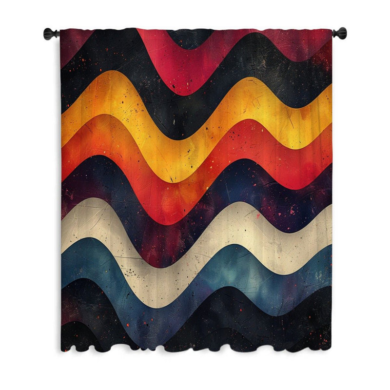 Rideaux de fenêtre à motif abstrait, occultant artistique et voilages - 1 panneau occultant, L 53 po x L 99 po