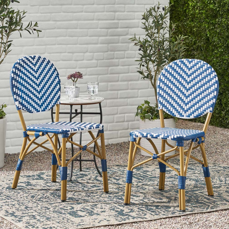 Outdoor PE Ratten and Aluminum French Armless Bistro Chairs