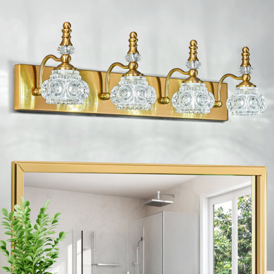 Luminaire de meuble-lavabo moderne en verre et cristal - Luminaires de salle de bain rétro sur miroir, lumières de meuble-lavabo