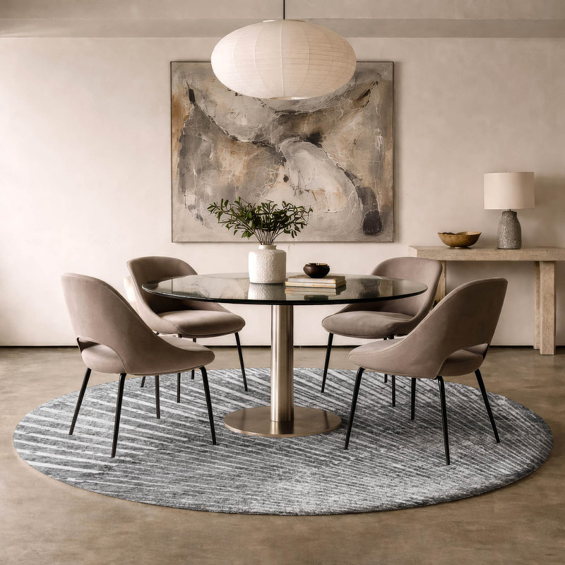 Premium Machine Washable Dream Shag ADS542 Fan-Like Rug, Gray, 8' Round