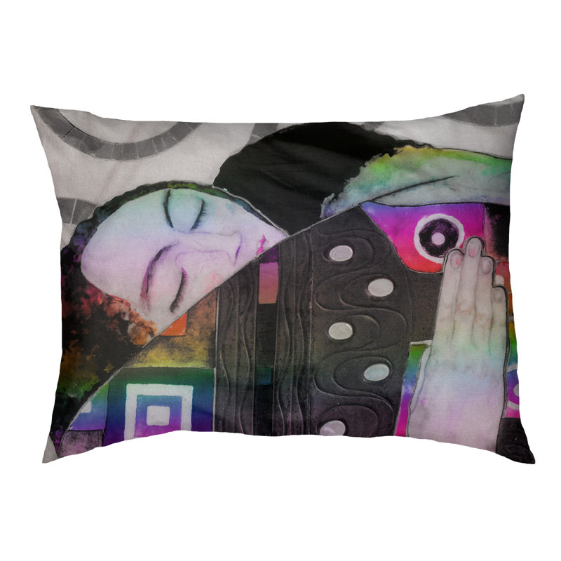 Coussin Carlile, Grand (L 52 po x l 42 po), Noir / rose / vert