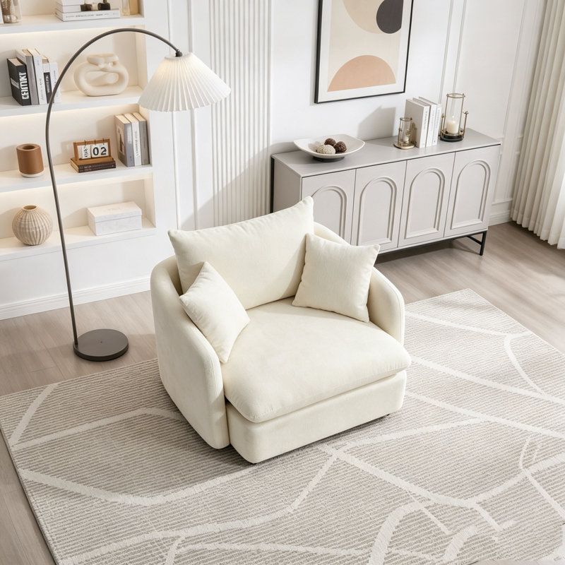 Coussin de fauteuil pivotant sur 360 ° avec 3 coussins, Beige-1, Does Not Apply