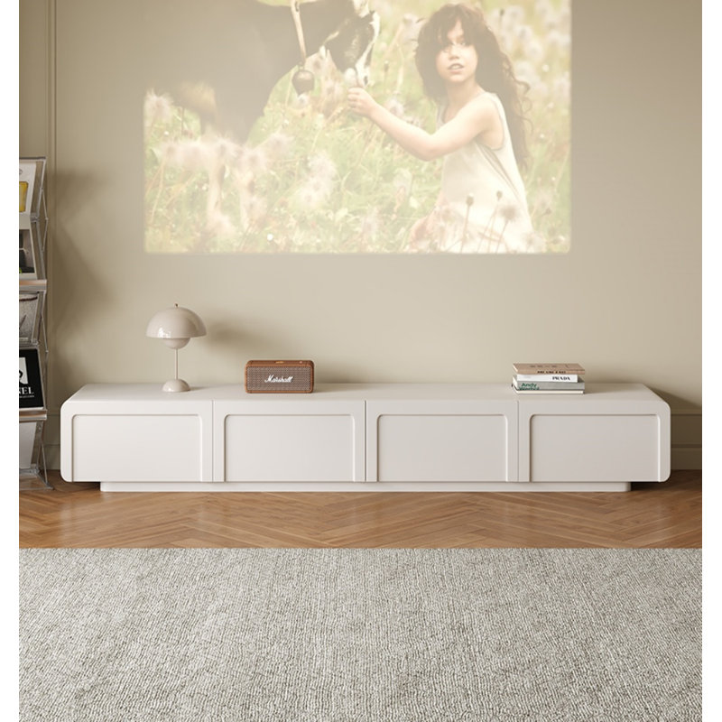 Simple White Rectangular TV Cabinet TV Stand for TVs up to 88"
