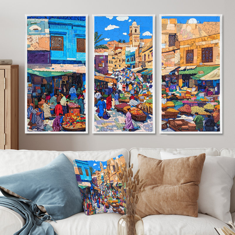«Fez Frenzy Fez Morocco IV», ensemble de reproductions d'art mural, Reproduction avec cadre flottant, 28" H x 36" W, White