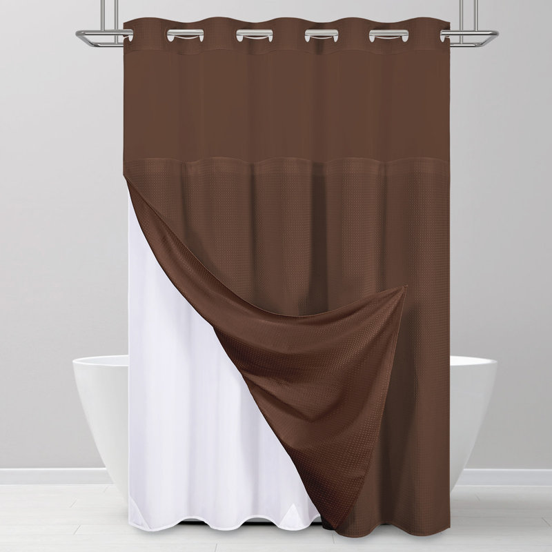 Rideau de douche Waffle, H 75 po x l 72 po, Brun