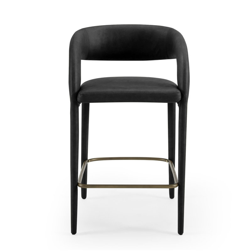 Tabouret de comptoir en cuir Freestyle, Noir, 25.6''