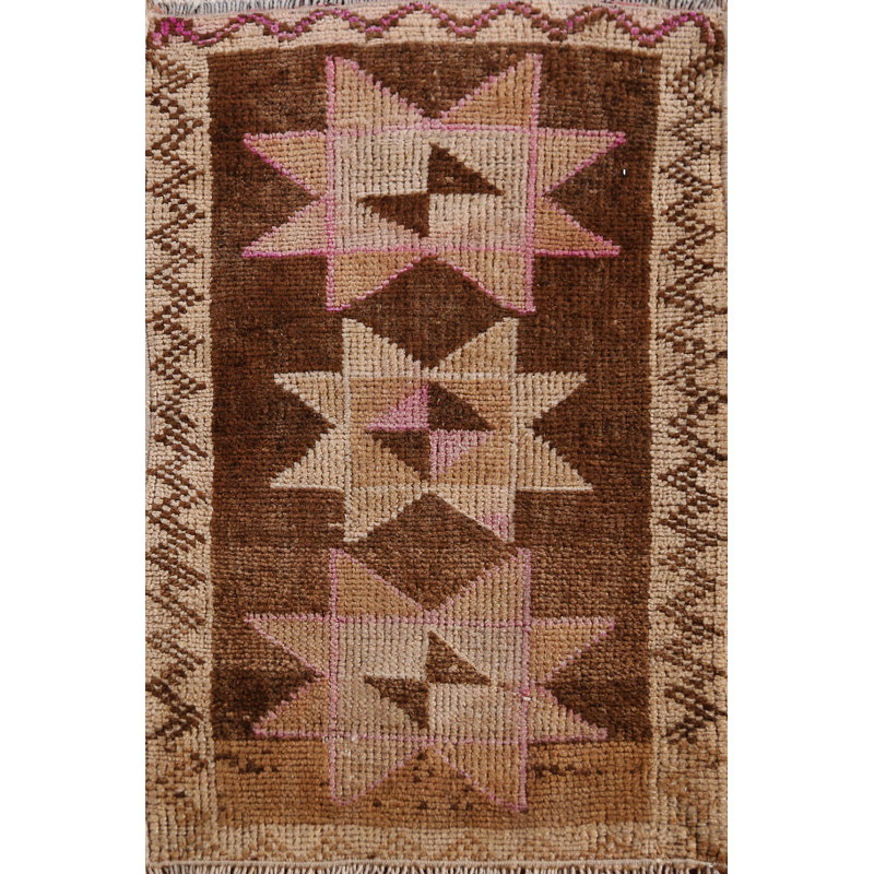 Tapis de vestibule oriental tribal en laine brun Anatolian 1x2