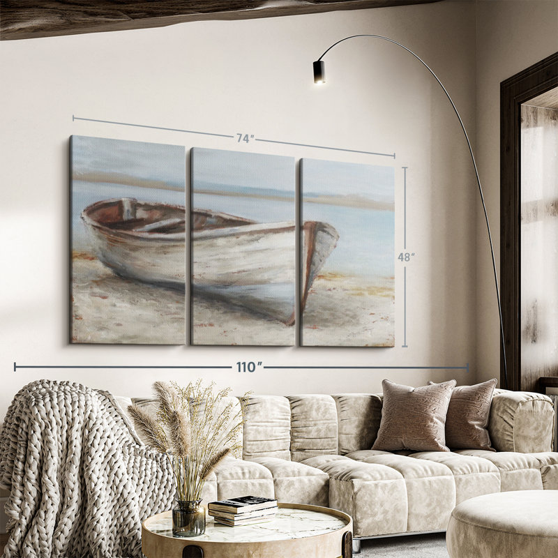 «Whitewashed Boat I», 3 pièces, H 48 po x l 74 po