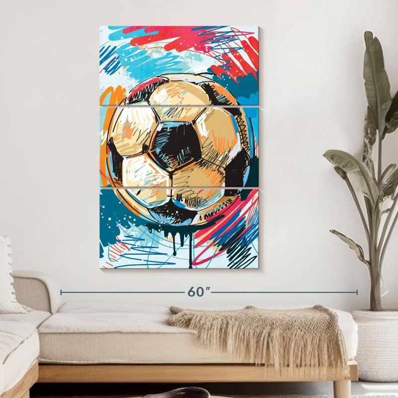 " Fun Soccer Ball " by Logic Nerds 3 - Pieces, 50" H x 32" W x 1.25" D