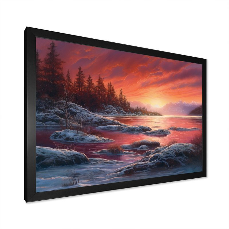 «Pink Hue Lake» sur impression sur toile, Cadre photo noir, H 12 po x l 20 po x P 1 po