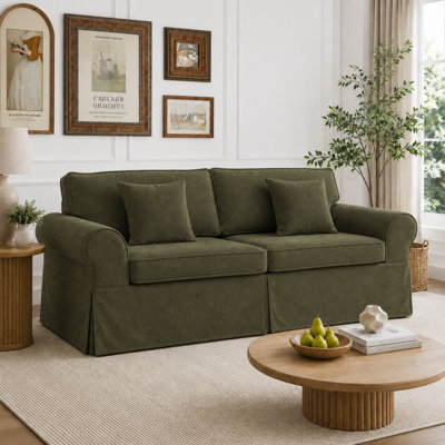 Greco Vintage Upholstered Boneless Three Seat Couch Compressed Delivery Tool Free Setup Sofa