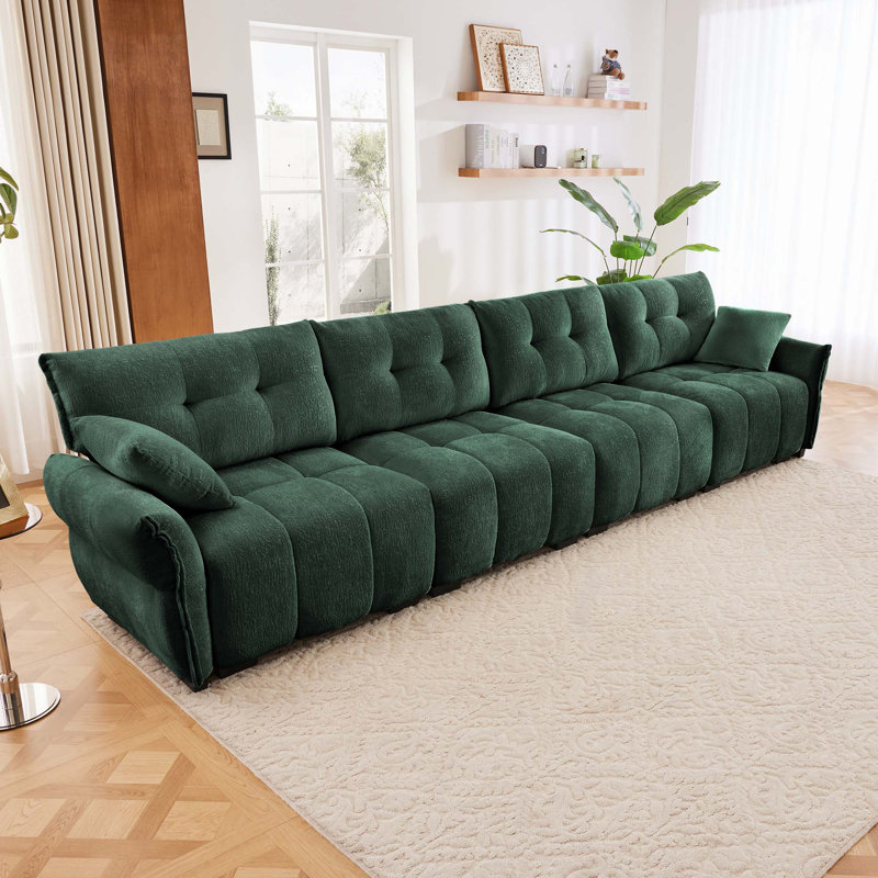 Canapé 4 places en chenille, Vert